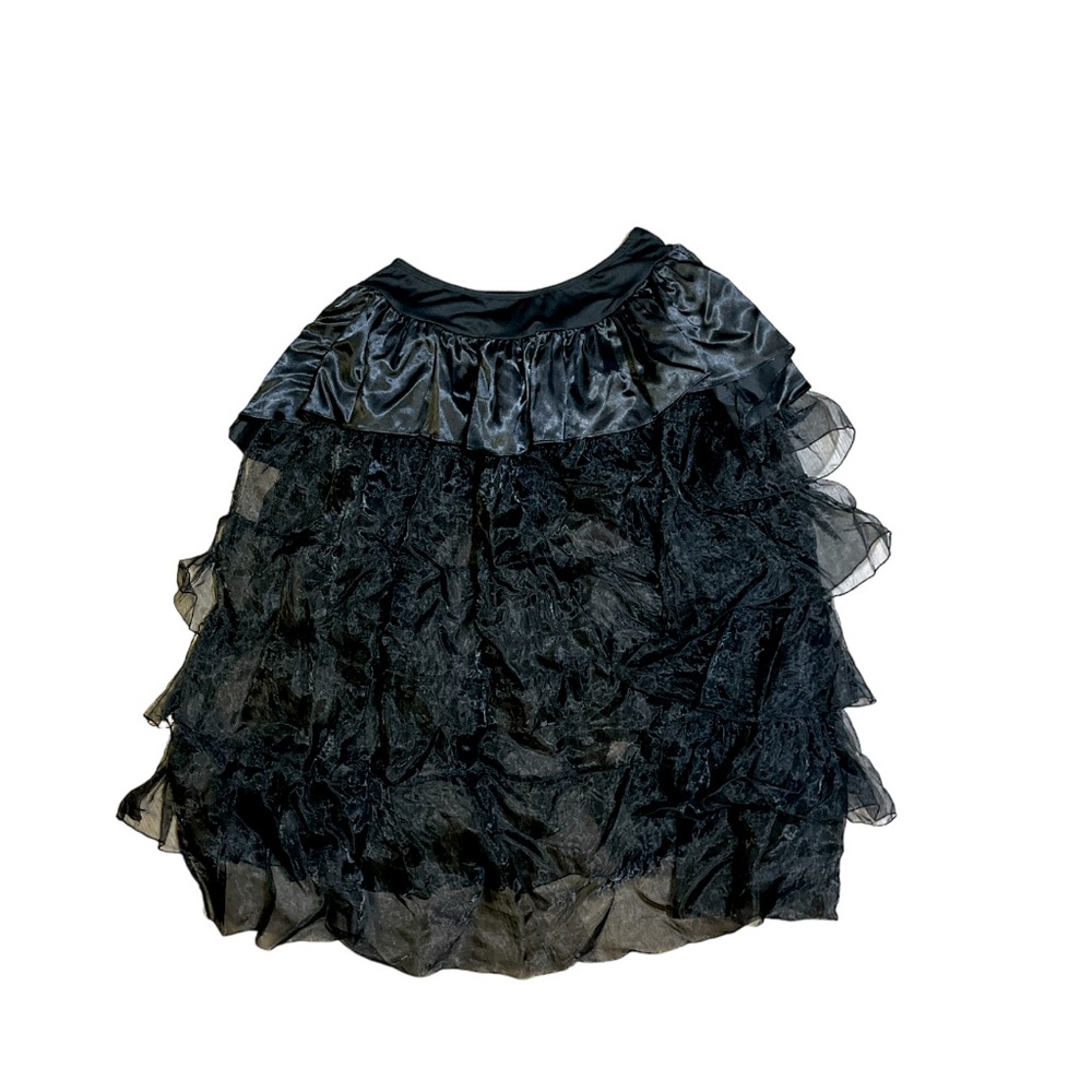 Hi Lo Satin and Tulle Burlesque Skirt Can Can Pull On Size XL Black Sexy Cosplay
